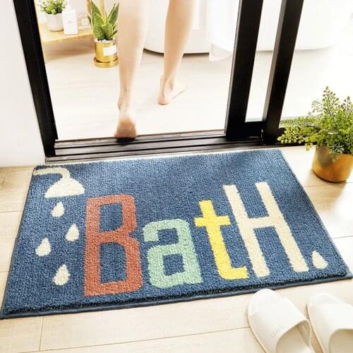 BATH Letter Printing Bath Mat Home Creative Door Mat Toilet Water Absorbent Foot Mat Quickly Absorb Water Non-slip Bathroom Rug