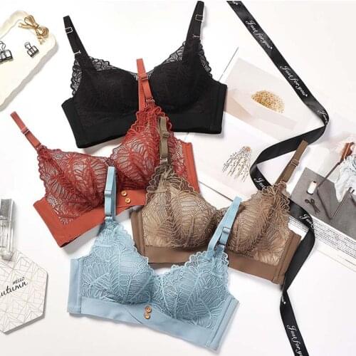 Wasteheart Winter Blue Red Women Fashion Female Bralette Seamless Bras Cotton Cup A B Lace Bow Padded Push Up Bra Underwear