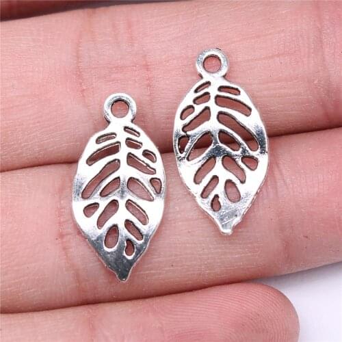 WYSIWYG 40pcs Charms 23x11mm Leaf Charms For Jewelry Making DIY Jewelry Findings Antique Silver Color Alloy Charms Pendant