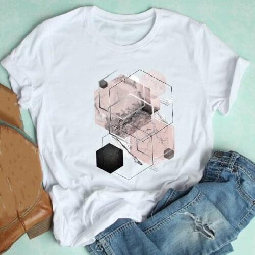 Women Short Sleeve Cute Cartoon Style Watercolor Printing 90s Style Fashion Clothes Print Tshirt Female Tee Top Graphic T-shirt