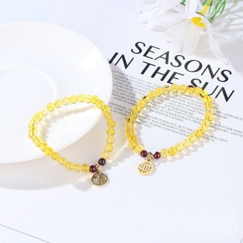 Chinese Character Money/Blessing Natural Blue/Yellow Crystal Purple Tigers Eye Beaded Women Bracelets Fashion Jewelry YBR425