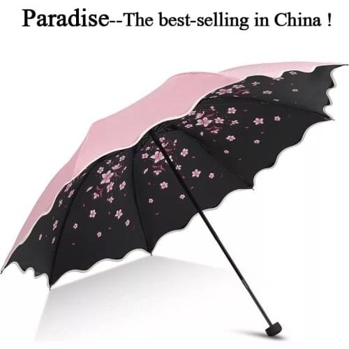 Flower Umbrella For Women Folding Fashion Girl Parasol Sun Portable Strongly Rain Female Sun UV clear Umbrellas Light