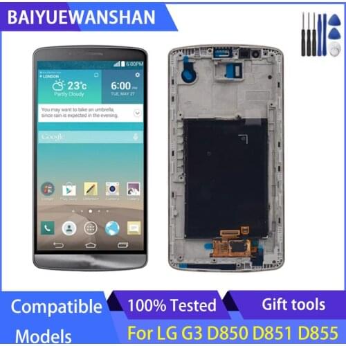 5.5"for LG G3 LCD Display Touch Screen Digitizer Assembly with Frame LG G3 F460/G3 D850/G3 D851/G3 D855/G3 LS990 Screen Replace