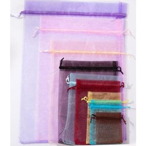 100/500pcs Drawstring organza Bag Jewelry Packaging Bags Wedding Party Decoration Drawable Storage Bags Gift Pouches 5z