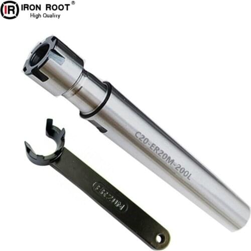 1P M type ER16/20M Straight Shank Chuck Collet CNC Milling Machine lathe Extension rod+1P 16/20ER Wrench