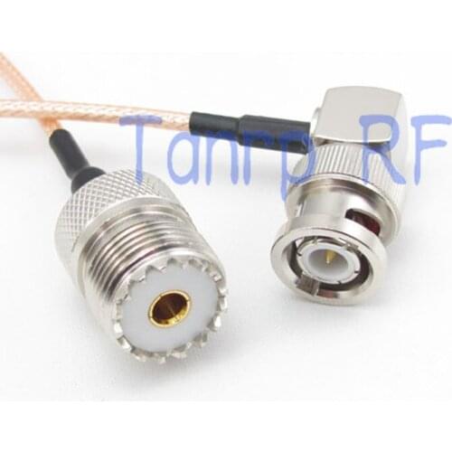 20inch BNC male plug right angle to UHF female jack RF adapter connector 50CM Pigtail coaxial jumper cable RG316 extension cord
