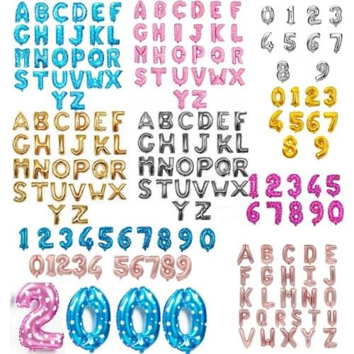 2000pcs Alphabet number foil balloons Event Party supplies Birthday Letter Party decoration 16" wholesale globle free shipping