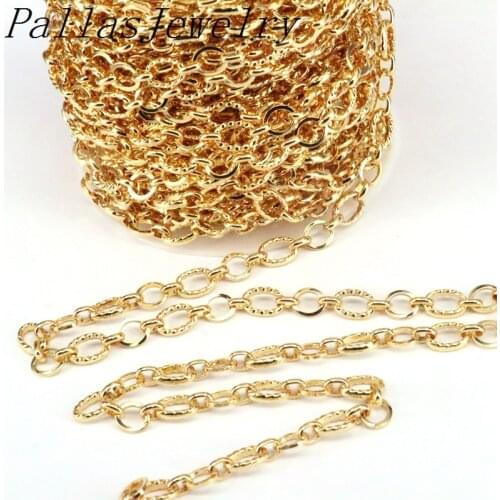 3 Meters Fashion Gold Circle Oval Link Chains for DIY Necklace Jewelry Making Handmade Findings