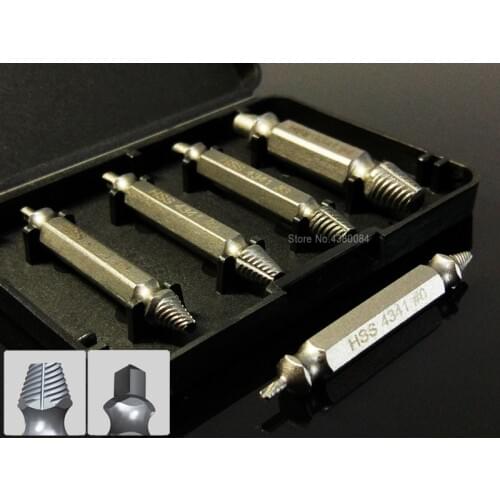 4Pcs Set BROKEN SCREW EXTRACTOR HSS broken stud spanner Slide teeth/damaged/corroded screw removal tools