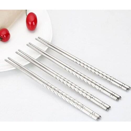 5 Pairs/Set Chinese Metal Chopsticks Non-slip Stainless Steel Chop Sticks Set Reusable Food Sticks Sushi Hashi Baguette
