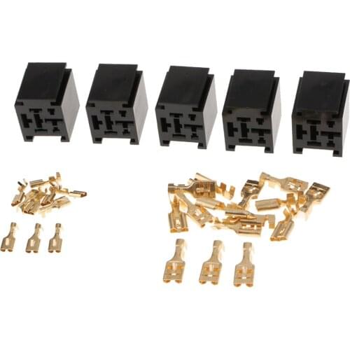 5X 80A 4Pin Automotive Waterproof Relay Electrical Connector W/ Terminals