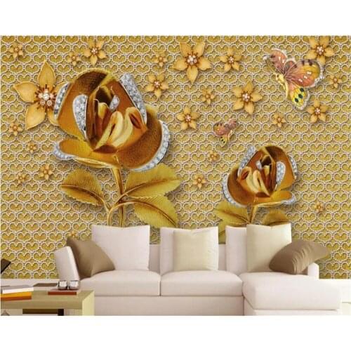 Beibehang wallpaper for walls in rolls Luxury diamond gold rose flash wallpaper 3d wallpaper living room TV background wall