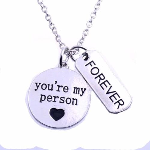 Bespmosp 24PC/Lot You're My Person Forever Trendy Charm Chain Pendant Necklace Lovers Couples Jewelry Gifts Best Friends