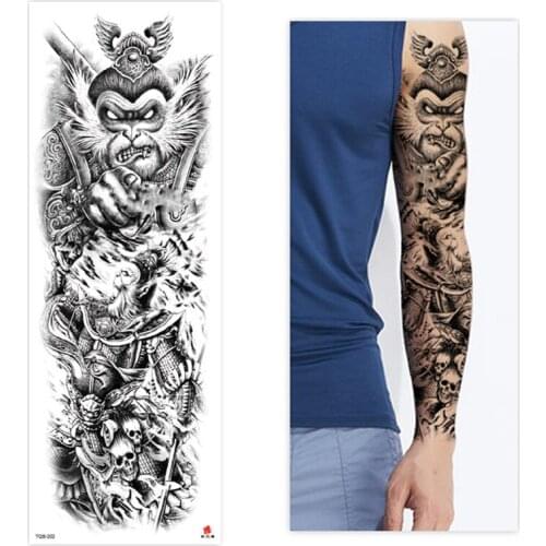 Large Arm Sleeve Tattoo Demon Skeleton Totem Waterproof Temporary Tatto Sticker Rose Wolf Warrior Body Art Full Fake Tatoo Men