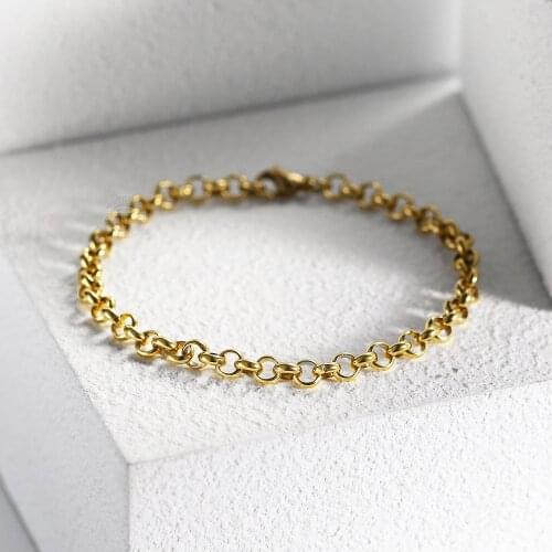 5mm Stianless Steel Rolo Link Chain Bracelet For Women Girls 8inch Daily Wear Fashion Gifts Jewelry Dropshipping DKB667