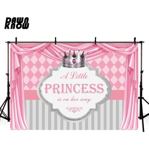 DAWNKNOW Cartoon Princess Pink Photography Background Photocall Customize Baby Kids Birthday Party Backdrop Photo Shoot lv2844