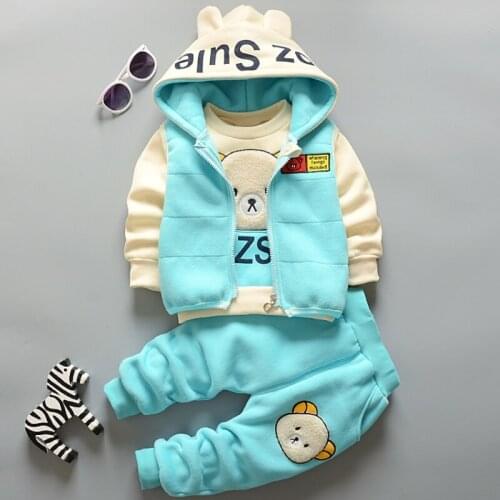 Girls' Spring and Autumn Three Piece Set Baby Childrens 0-1-2-3-year-old Childrens Clothes Boys' Autumn and Winter Plush Set