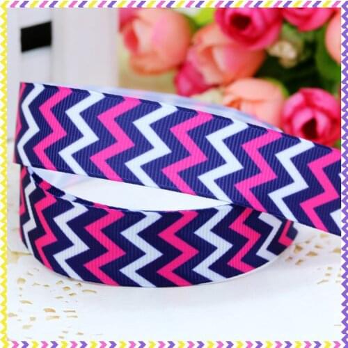 DHK 7/8'' 5yards chevron printed grosgrain ribbon headwear hair bow diy party decoration OEM Wholesale 22mm C773