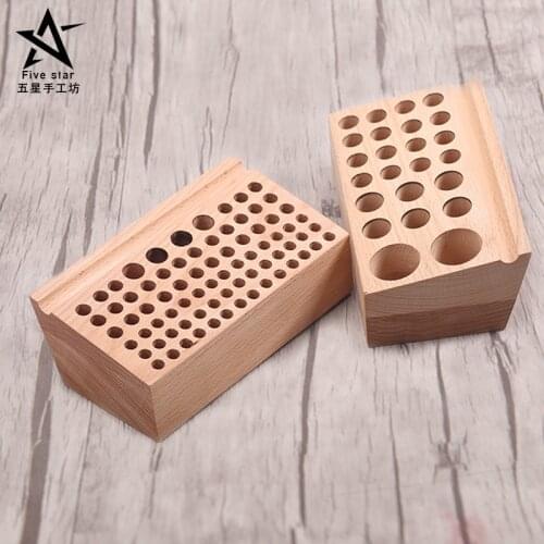 DIY Tools Solid Wood Storage Tool Rack Punch Printing Tool Storagetable Cut Round Blunt Leather Engraving Tools 76 hole 24 holes