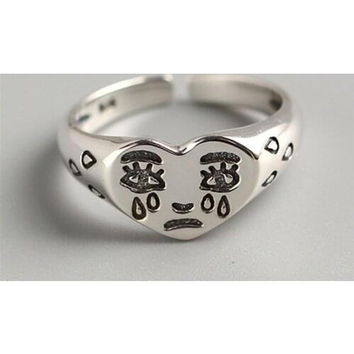 Miuoxion Wholesale Retro Sad Emoticon Ring Personality Fashion Jewelry For Women Feature Namour Charm Gift All Seasons