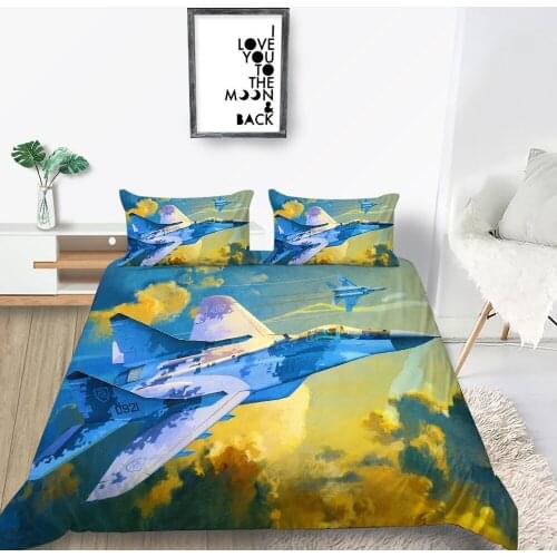 Fighter Bedding Set Queen Soft Fashionable 3D Duvet Cover Plane Hot Sale King Twin Full Single Double Unique Design Bed Set