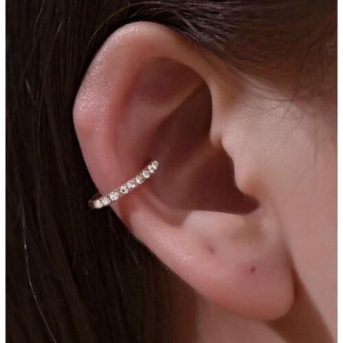 Korean Women Simple Classic Earrings Small Design Earclip With Drilling False Stud Without Ear Hole Single Earring Earbone Clip