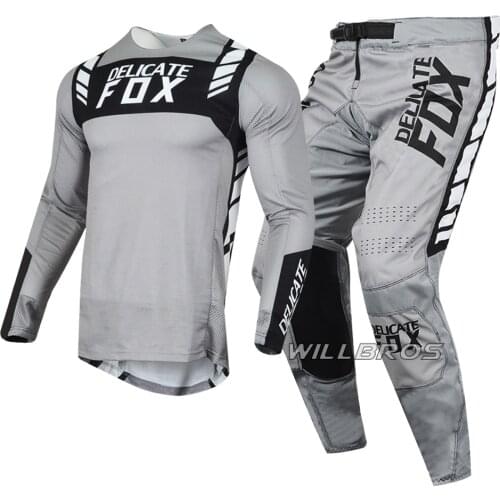 Racing Flexair Mach Jersey Pants Gear Set Offroad Mountain Bike Combo Motor Kits 4-Way Stretch Travel Grey Suit Mens