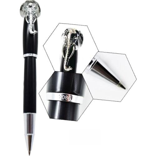 Fuliwen Creative Roller Ball Pen Elephant Head On Cap Delicate Silver Signature Pen For Office & Home & School