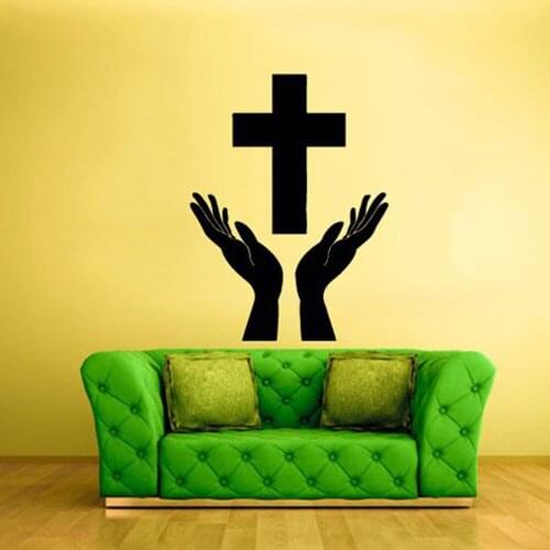 Cross Hands Prayer Pray God Jesus Christianity Wall Sticker Christian decorative stickers removeable vinyl decol wall decar G205
