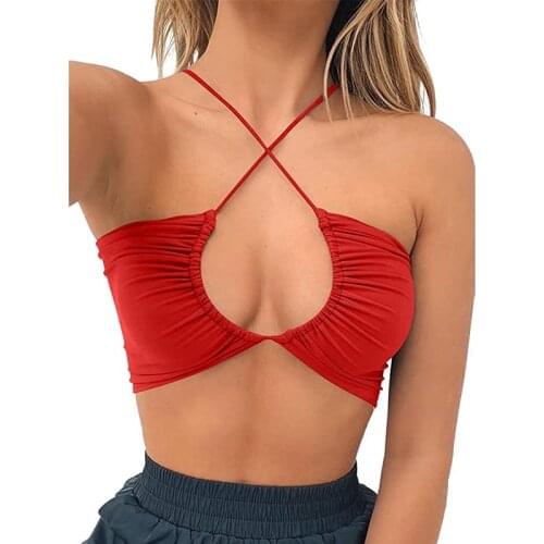 Sexy Satin Slik Crop Top Women Bow Sashes V Neck Crop Top Sleeveless Half Sleeve Cropped Backless cropped feminino Tank Top New