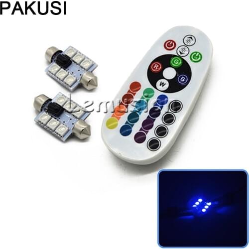 PAKUSI RGB Car LED Interior Light Reading Lamp For Chevrolet Ford VW Mini for universal car accessories 6 SMD 39mm Double Tip