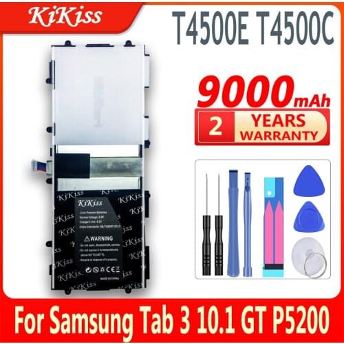 KiKiss 9000mAh High Capacity For Samsung Galaxy Tab 3 10.1 GT P5200 P5210 P5220 P5213 Tablet Li-ion Battery T4500E T4500C
