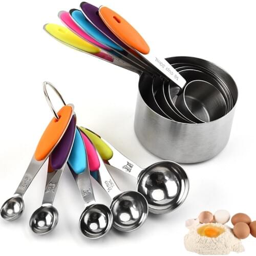 10pcs Stainless Steel Mearuing Cup Measruing Spoon Scoop For Baking Cooking Roasted Tea Coffee Kitchen Measuring Tools