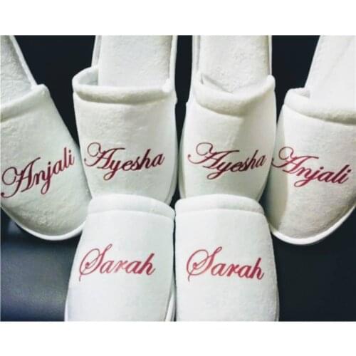 Customize terry monogram Slippers bride groom slippers bridesmaid Gift wedding rubber soles slippers Spa Slippers hotel slippers