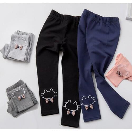 Menoea Kids Cartoon Leggings for Girls Skinny Cotton Elastic Pants Leggins Cat Cartoon Pattern Toddlers Children Clothes 3-8Y