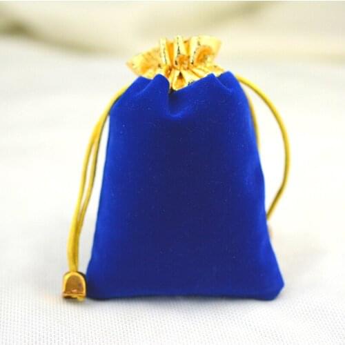 9*12cm 20pcs Phnom Penh Royal Blue Jewelry Velvet Bags For Packing Gifts Handmade Women Jewellery Pouches Flannel Bag Drawstring