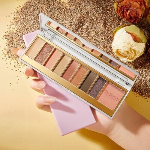 NOVO Eyeshadow Pearlescent Matte Fine Shimmering Orange Brown Taro Milk Tea Earth Color Waterproof 9 Colors Eye Shadow Palette