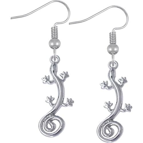 New fashion long-tailed gecko four foot snake metal pendant earring outdoor casual lucky animal jewelry eardrop