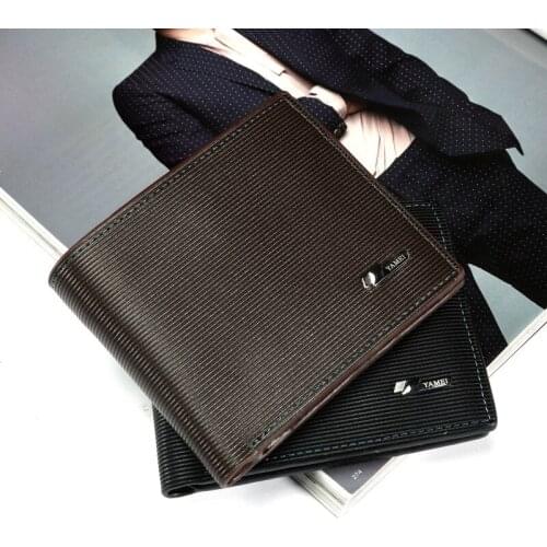 New Mens Business Casual Short Wallet Hot Sale Plaid Young Man Cross Section Wallet Fashion Personality Trend Card Bag