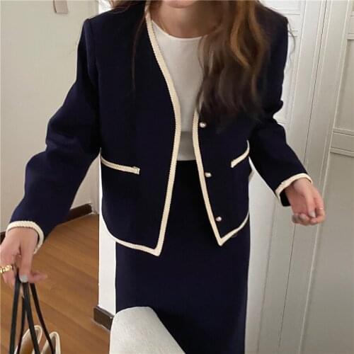 New Overszie Women Sweater 2 Piece Sets Womens Elegnat Knitted Suits Pullover Female Knitting Sweaters Long Sleeve Outerwear