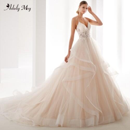 Adoly Mey Charming Sweetheart Neck Backless A-Line Wedding Dresses 2020 Luxury Appliques Beaded Princess Bridal Gown Plus Size