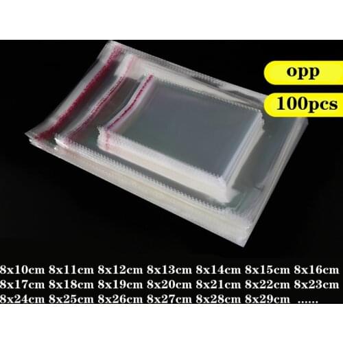Wholesale 100PCS/8x10-8x32cm transparent self-adhesive sealed bag OPP plastic glass bag gift candy and jewelry packaging bag