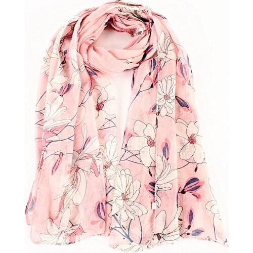 Wholesale mixed colors 5 stylish romantic sweet lilies 180*90CM long square scarf Bali yarn soft shawl scarf ladies jewelry gift