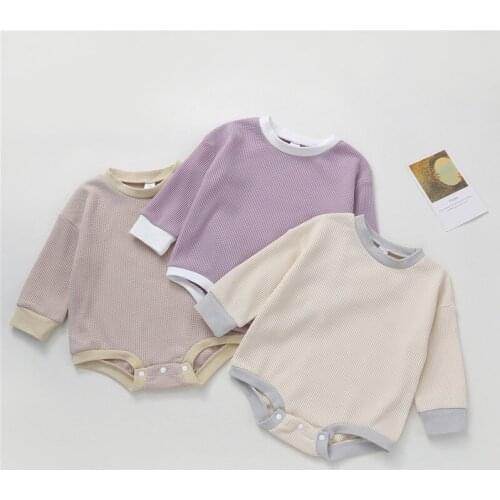 Autumn Baby Girls Boys Solid Rompers 0-24M Long Sleeve Button Casual Jumpsuits Outfits