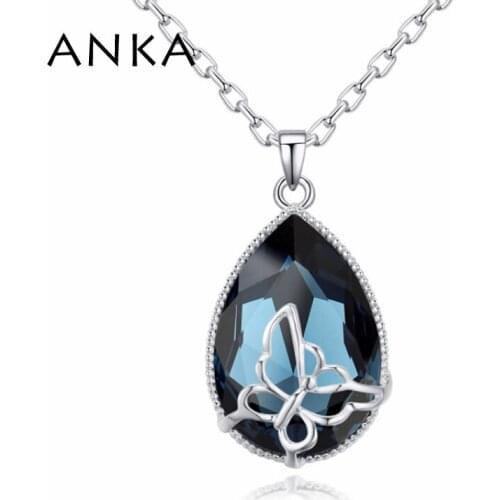 ANKA simple style butterfly crystal necklace with water drop pendant necklace for womens gift Crystals from Austria #122684