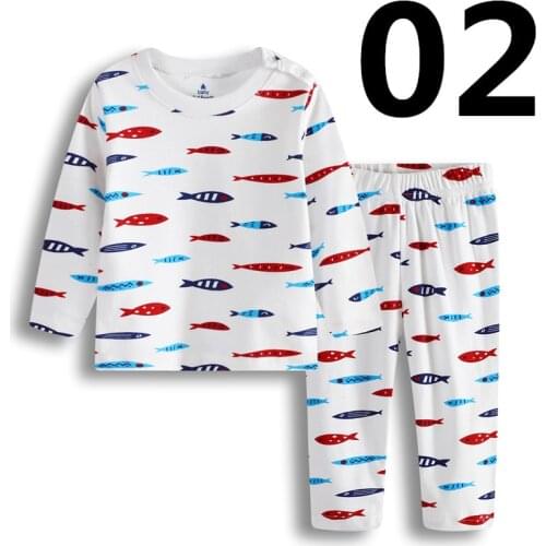 New Fish Baby Clothes Suit 100% Cotton Top Quality Soft Newborn Pajamas Boy Sleepwear Kids Sleep Sets Long T-Shirt Trouser 0-2