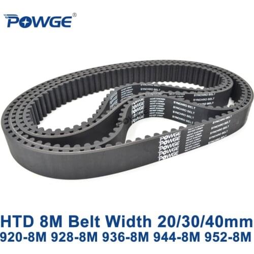 POWGE HTD 8M synchronous Timing belt C=920/928/936/944/952 width 20/30/40mm Teeth 115 116 117 118 119 HTD8M 920-8M 936-8M 952-8M