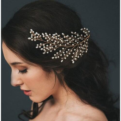 Bride Wedding Handmade Pearl Leaves Styling Hair Comb Hair Accessories Hot Explosions Hair Accessories For Women