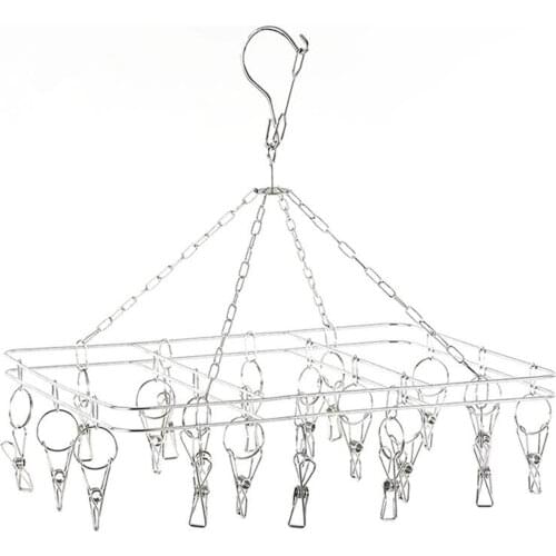 Windproof Stainless Steel Drying Rack 20 Clip Laundry Clothesline Home Garden Tool