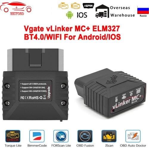 Vgate vLinker MC+ ELM327 WIFI OBD2 Scanner ELM 327 V2.2 OBD 2 OBD2 BT4.0-Wireless Car Diagnostic Auto Tool PK OBDLINK iCar Pro